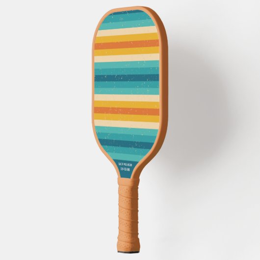 Retro Colorful Stripes Aangepaste tekstnaam # Pickleball Paddle (Links)