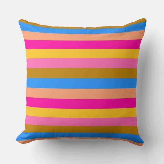 Retro Colorful Stripes Patroon #8 Kussen (Voorkant)