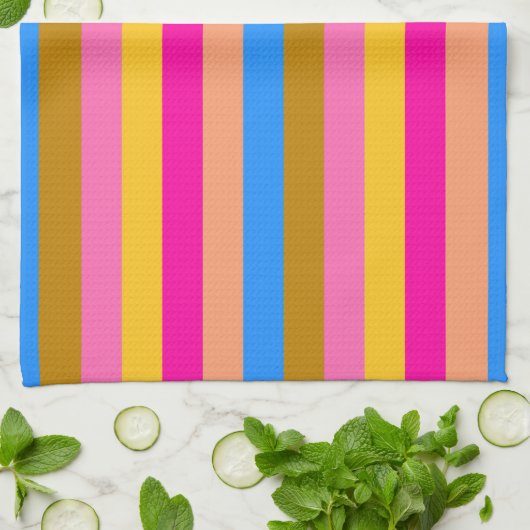 Retro Colorful Stripes Patroon #8 Theedoek (Gevouwen)