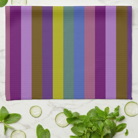 Retro Colorful Stripes Pattern #18 Theedoek (Gevouwen)