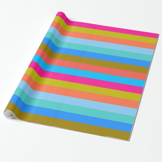 Retro Colorful Stripes Pattern #29 Cadeaupapier (Uitgerold)