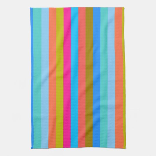 Retro Colorful Stripes Pattern #29 Theedoek (Verticaal)