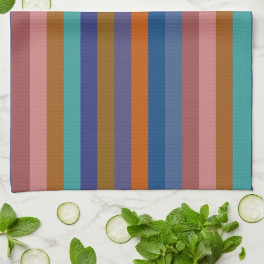 Retro Colorful Stripes Pattern #40 Theedoek (Gevouwen)