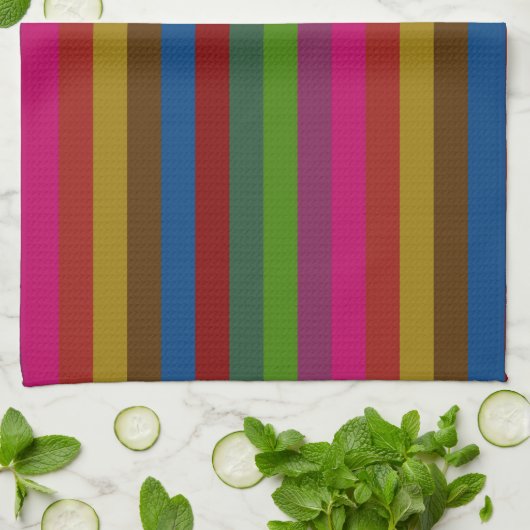 Retro Colorful Stripes Pattern #47 Theedoek (Gevouwen)