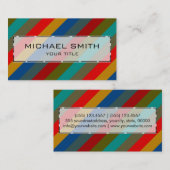 Retro Colorful Stripes Pattern #50 Visitekaartje (Voorkant / Achterkant)