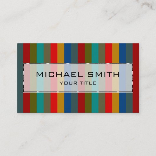 Retro Colorful Stripes Pattern #50 Visitekaartje (Voorkant)