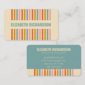 Retro Colorful Stripes Persoonlijk Adres B Visitekaartje (Voorkant / Achterkant)