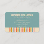 Retro Colorful Stripes Persoonlijk Adres B Visitekaartje (Achterkant)
