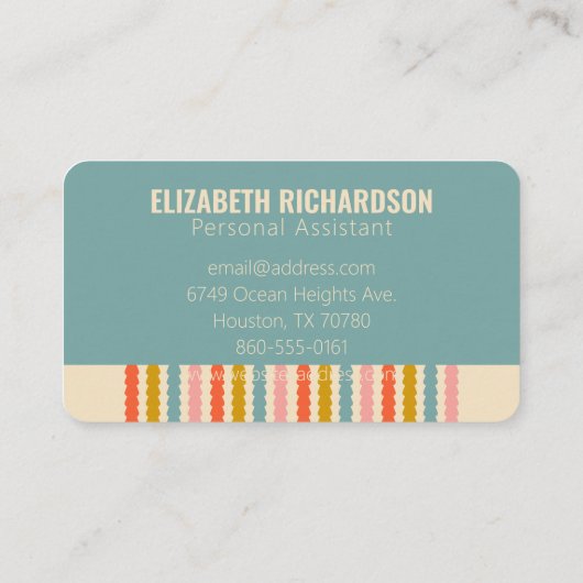 Retro Colorful Stripes Persoonlijk Adres B Visitekaartje (Achterkant)