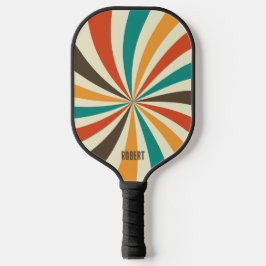 Retro Colorful Stripes  Script Minimalist Name Pickleball Paddle