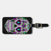 Retro Colorful Sugar Skull Bagagelabel (Voorkant horizontaal)