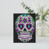 Retro Colorful Sugar Skull Briefkaart (Staand voorkant)