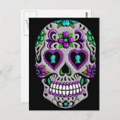 Retro Colorful Sugar Skull Briefkaart (Voorkant / Achterkant)