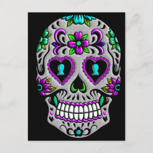 Retro Colorful Sugar Skull Briefkaart