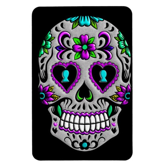 Retro Colorful Sugar Skull Magneet (Verticaal)