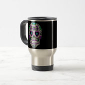 Retro Colorful Sugar Skull Reisbeker (Voorkant links)