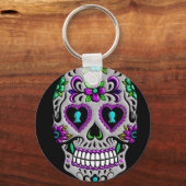 Retro Colorful Sugar Skull Sleutelhanger (Voorkant)