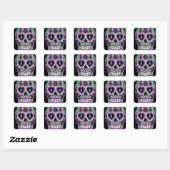 Retro Colorful Sugar Skull Vierkante Sticker (Vel)