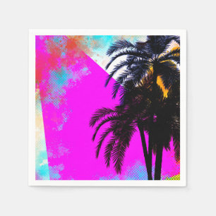 Retro Colorful Summertime Beach Party Palm Trees Servet