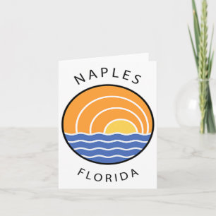 Retro Colorful Sunset Napels Florida Ocean Palm Tr Kaart