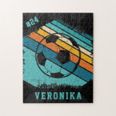 Retro Colorful Voetbal & spelers Jersey Number Legpuzzel (Verticaal)