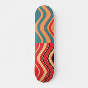 Retro Colorful Wave Stripes Decorative Art 3 Persoonlijk Skateboard