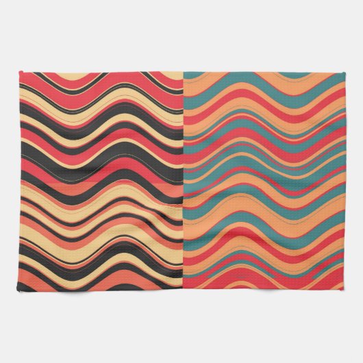 Retro Colorful Waves Abstracte Art Theedoek (Horizontaal)