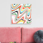Retro Colorful Wavy Lines Modern Design Canvas Afdruk (Insitu (Woonkamer))