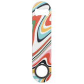 Retro Colorful Wavy Lines Modern Design Speed Flessenopener (Achterkant)