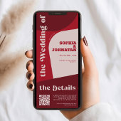 Retro colorful whimsical QR rsvp details wedding Kaart