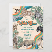 Retro Colorful Wild One Safari Birthday Kaart (Voorkant)