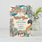 Retro Colorful Wild One Safari Birthday Kaart (Staand voorkant)
