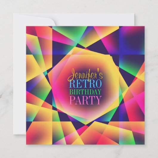 Retro Colors Birthday Party uitnodiging (Voorkant)