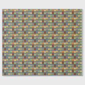 Retro Colors Bunny Shapes Pattern Cadeaupapier (Vlak)