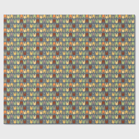 Retro Colors Bunny Shapes Pattern Cadeaupapier (Vlak)