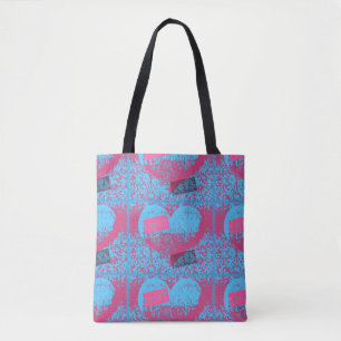 Retro Colors Love Heart Patroon Tote Bag