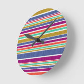 Retro Colors Textured Look Stripes Ronde Klok (Hoek)