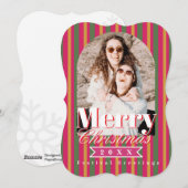 Retro Colours Stripes Christmas Photo Feestdagenkaart (Voorkant / Achterkant)