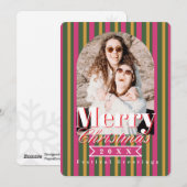 Retro Colours Stripes Christmas Photo Feestdagenkaart (Voorkant / Achterkant)