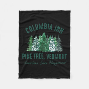Retro Columbia Inn Pine Tree Vermont Merry Fleece Deken