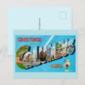 Retro Columbus Ohio Groet  Briefkaart (Voorkant / Achterkant)