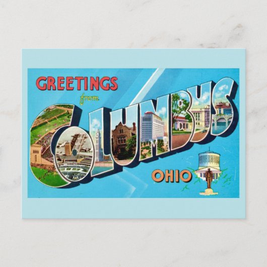 Retro Columbus Ohio Groet  Briefkaart (Voorkant)