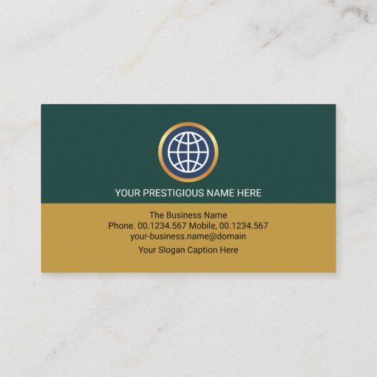 Retro Column Layers Goud Wereldbol Visitekaartje (Achterkant)
