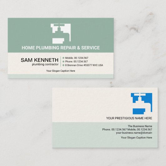 Retro Column Layers Plumbing Faucet Plumber Visitekaartje (Voorkant / Achterkant)