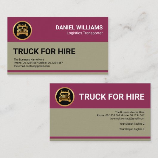 Retro Columnar Layers Vrachtwagen voor hire driver Visitekaartje (Voorkant / Achterkant)