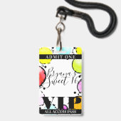 Retro Comic Ballonnen Sweet 16 Feest VIP Pas Badge (Voorzijde met lanyard)