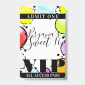 Retro Comic Ballonnen Sweet 16 Feest VIP Pas Badge (Achterkant)