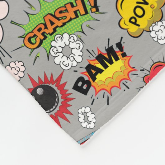 Retro Comic Book Action Words Fleece Deken (Hoek)