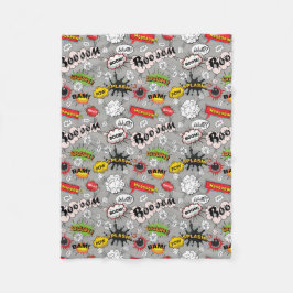 Retro Comic Book Action Words Fleece Deken