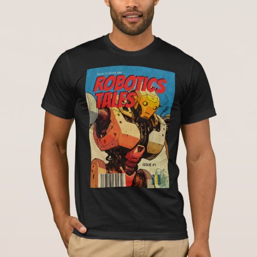 Retro Comic Book Cover Robot Graphic T-shirt (Voorkant)